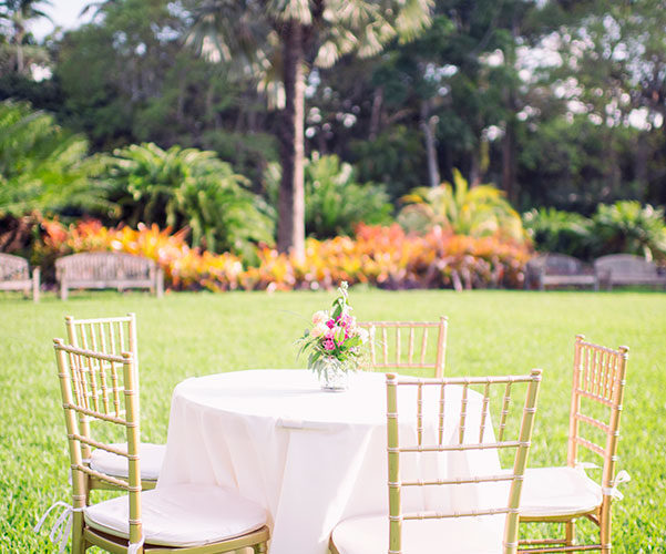 Fairchild Tropical Botanical Garden wedding reception set up | Jiwon and Matt