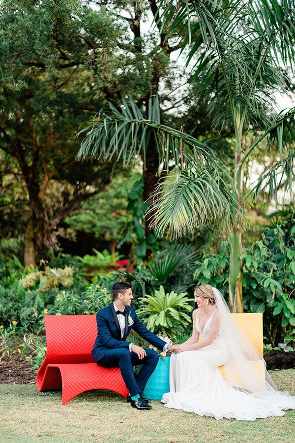 Couple at Miami Beach Botanical Gardens wedding
