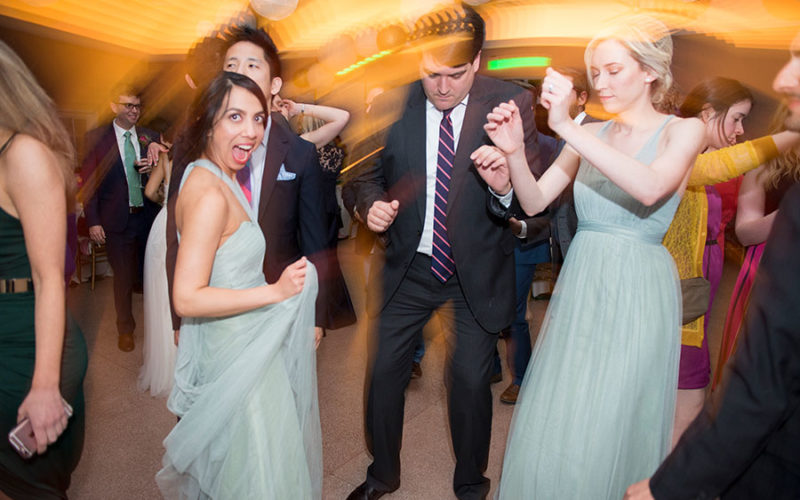 Dancing at Fairchild Garden wedding reception