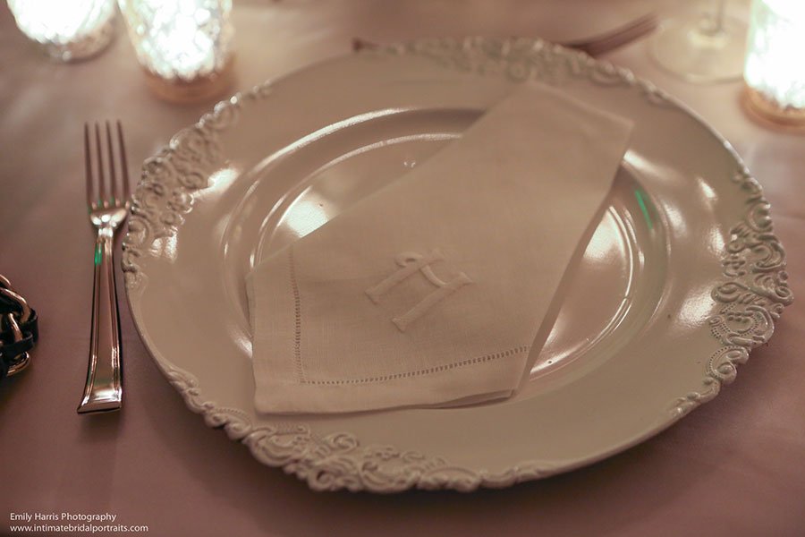 vintage wedding decor | handstitched linen napkin