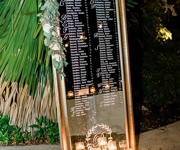 seating chart at Miami Beach Botanical Gardens wedding