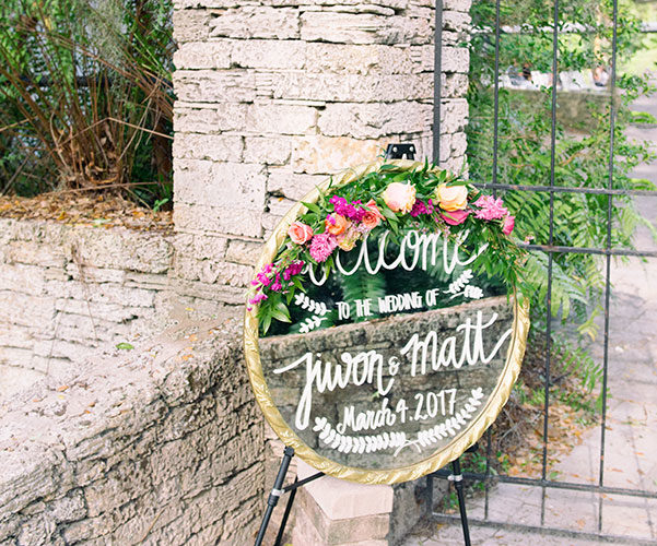 Wedding welcome sign | Fairchild Tropical Botanic Garden | Jiwon and Matt