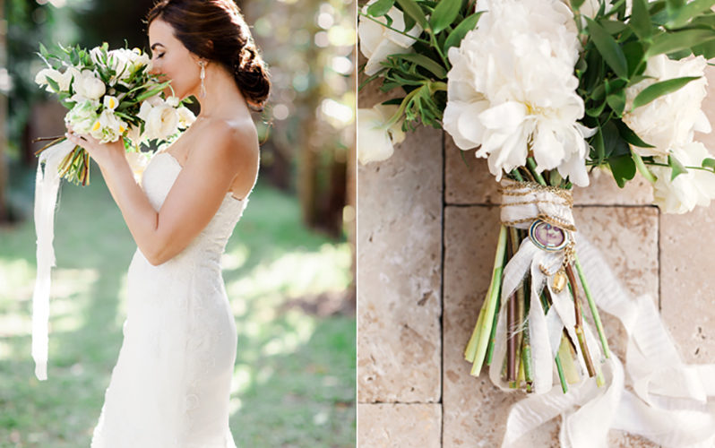 bride with bouquet | fairchild wedding miami