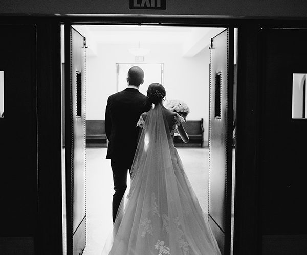Couple exit Brickell wedding ceremony | Beautiful churches in Miami for wedding