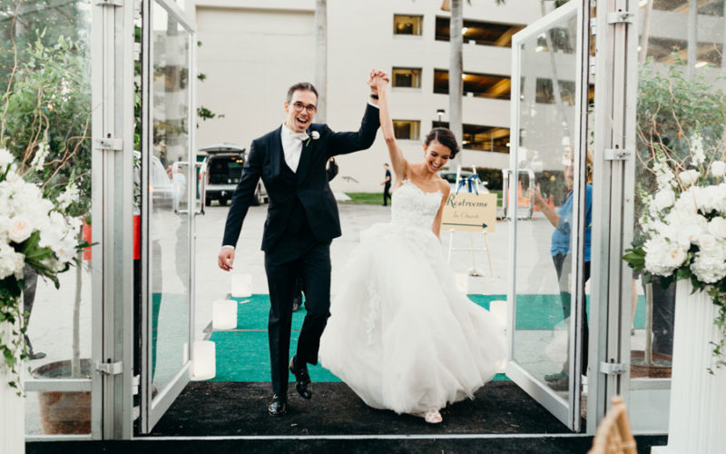 miami wedding catering | First Miami Presbyterian Church reception | bride and groom grand entrance