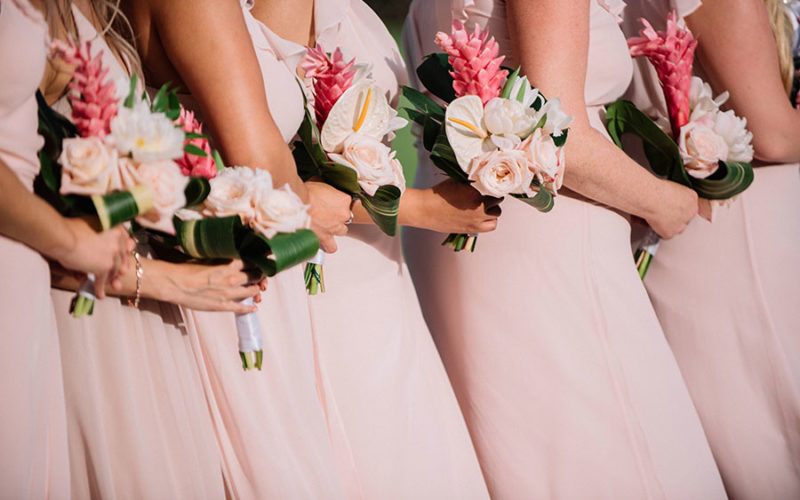tropical wedding theme | bridesmaids bouquets | deering estate miami wedding
