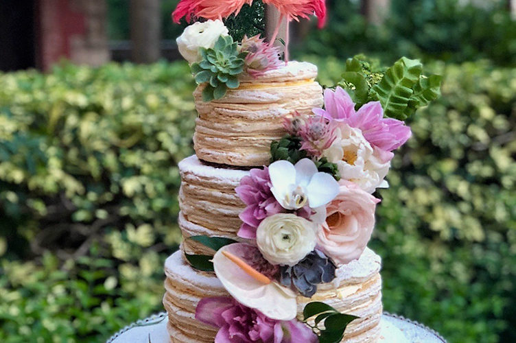 tropical wedding theme | napoleon cake