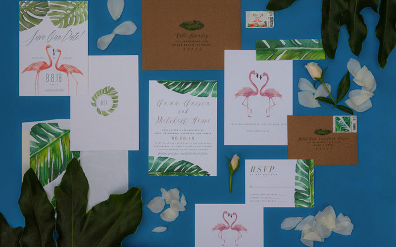 tropical wedding theme | invitations for deering estate wedding miami