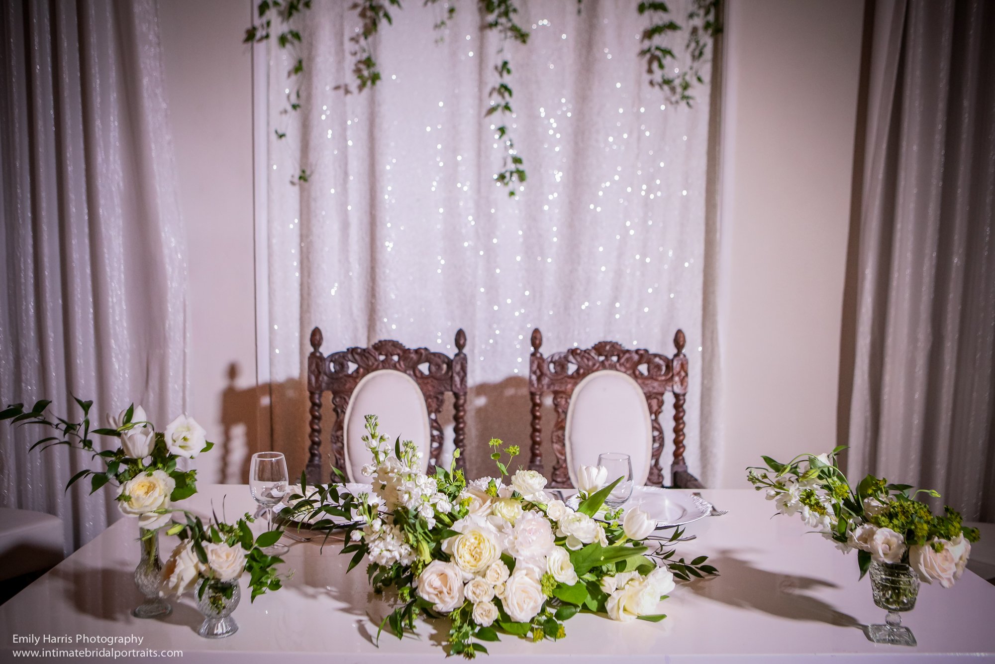classic wedding style | white on white sweetheart table