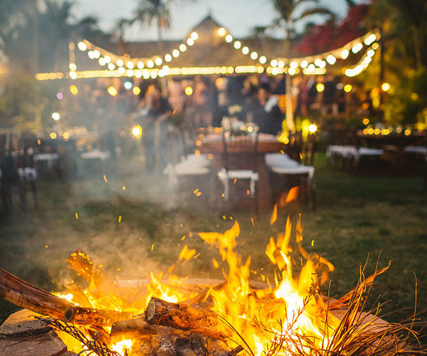 fire pit at Idlewild Furnishings | Wellington wedding venues