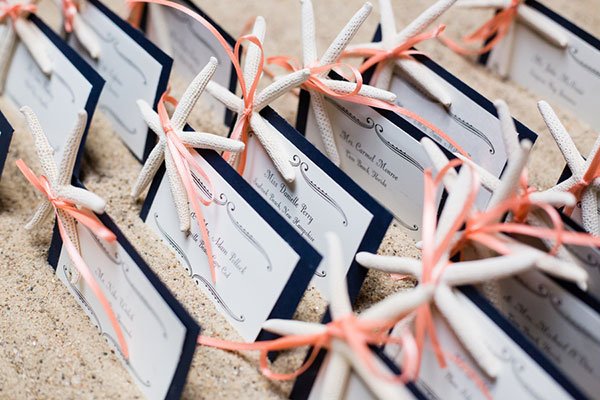 statement escort cards | starfish for beach wedding