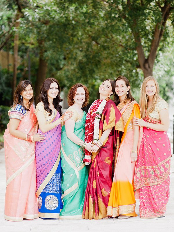 Multicultural Wedding Ideas | Bridesmaids in Hindu wedding attire