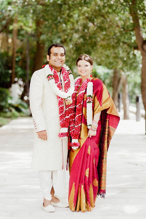 Multicultural Wedding Ideas | couple in traditional Hindu attire