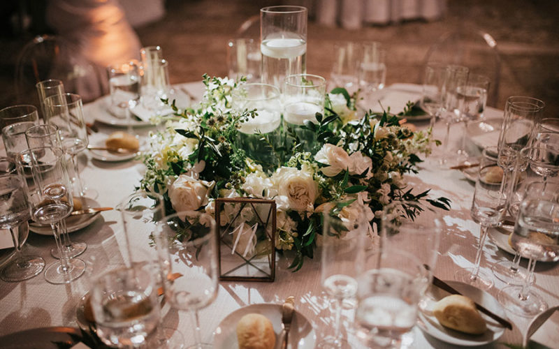 vizcaya garden wedding reception | centerpiece