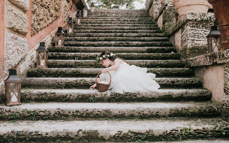 vizcaya garden wedding | flower girl