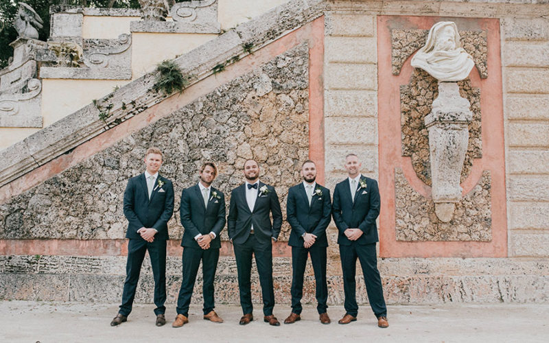 vizcaya garden wedding reception | groomsmen