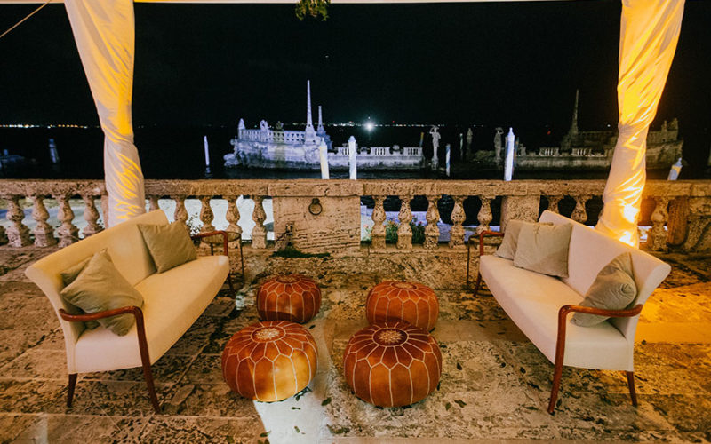 vizcaya garden wedding reception | lounge area