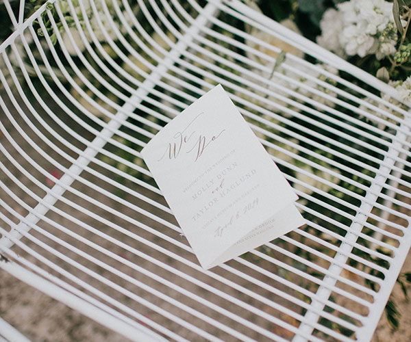 vizcaya garden wedding | chair and program