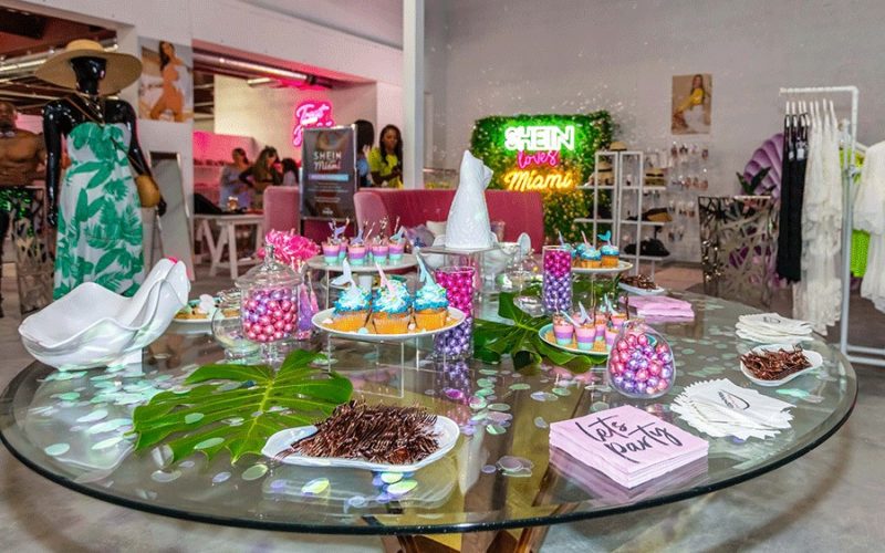 shein pop up shop miami event | sweets table