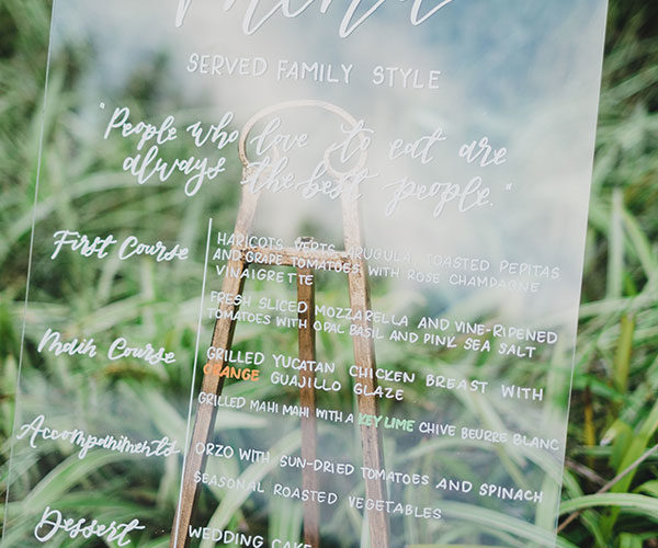 best miami wedding catering | menu sign