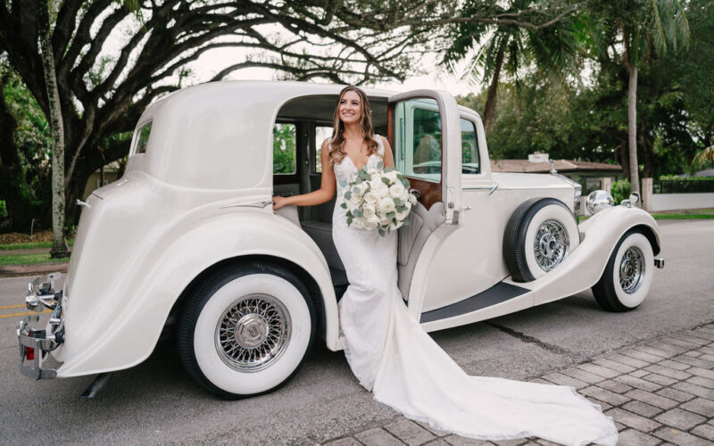 Deering Estate winter wedding in Miami | vintage car