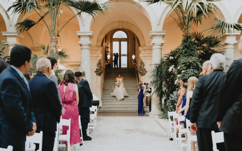 Vizcaya wedding Miami | Caroline and Marc | bride enters ceremony