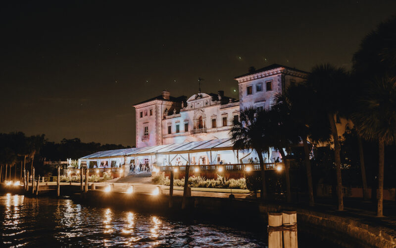 Vizcaya at night | Eggwhites Catering wedding reception