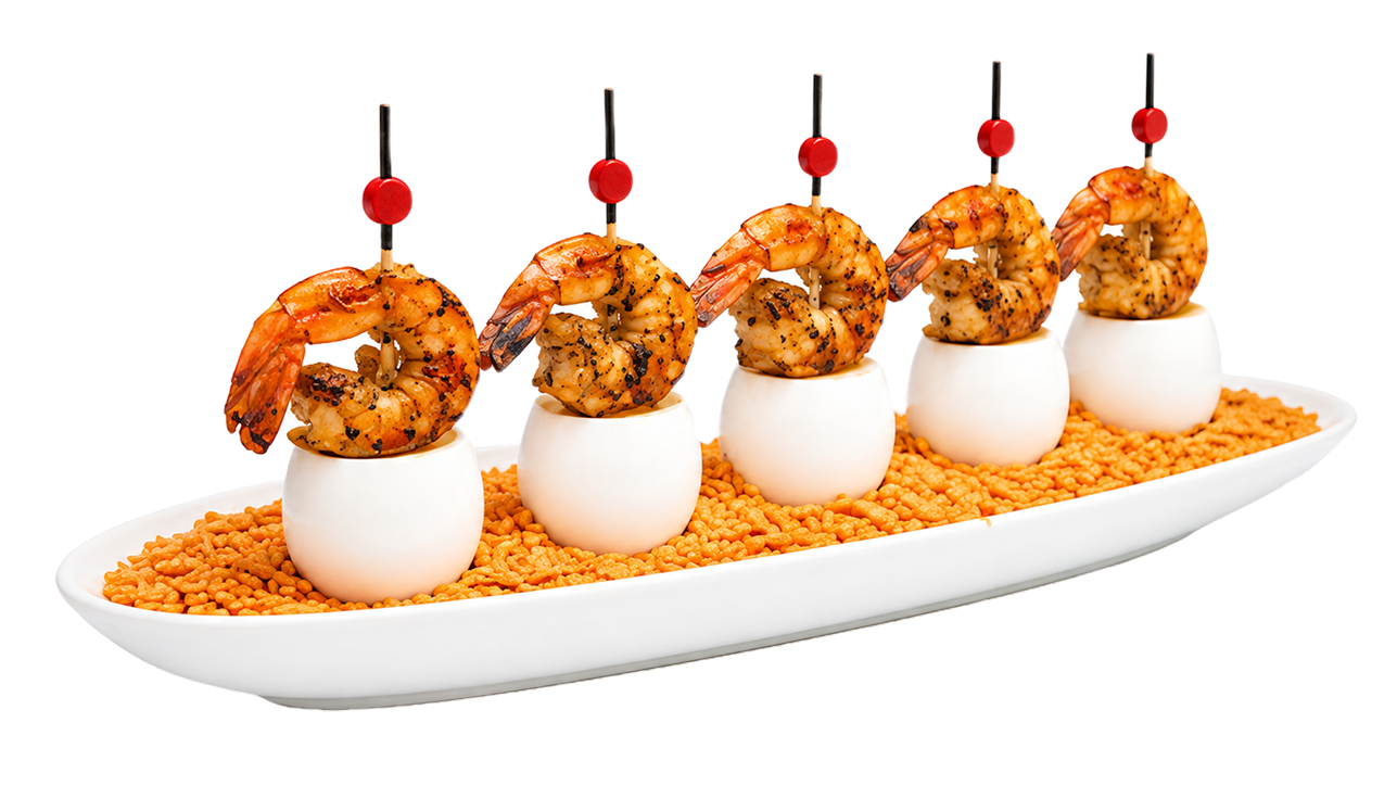 Extraordinary Catering - Gourmet Shrimp Skewers on Egg Whites
