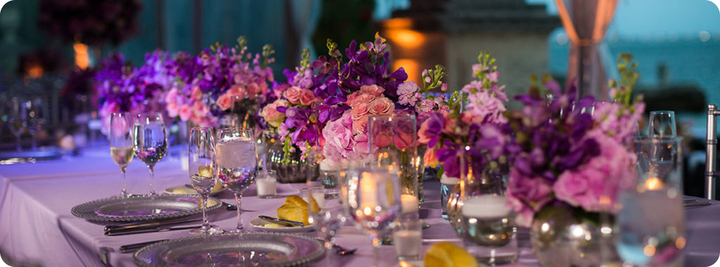 Wedding Dining Table Setting with Flowers